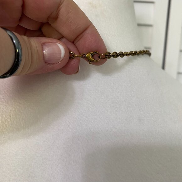 Vintage 70s Gold and Orange Pendant Necklace with Tassel Accent 29" #392 - Picture 6 of 6